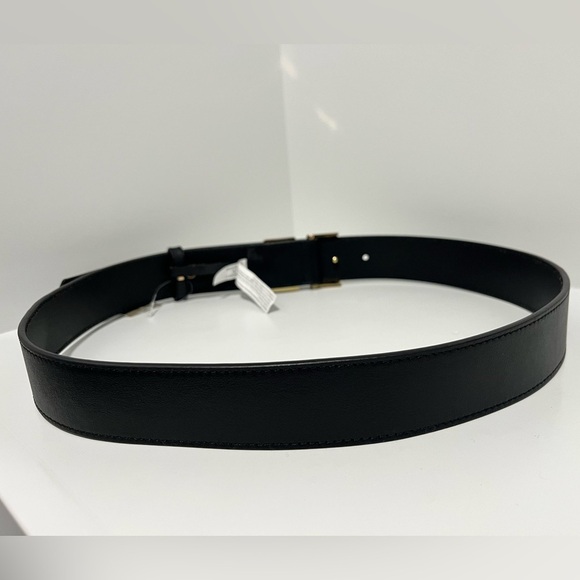 NEW J. Crew double gold buckle black leather belt size medium CG311 $89.50 main image 8